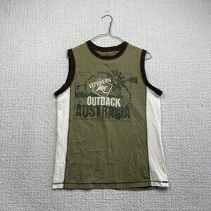 B.U.M. Equipment Tank Top Boxy Australia Outback Graphic Tee Men Sz M Green